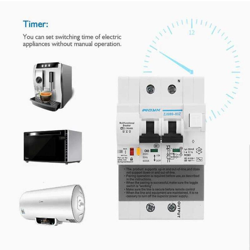 30mA RCBO WiFi Disjunctor diferential masurare energie TUYA