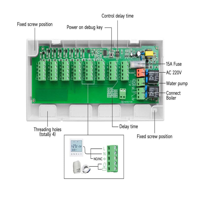 Centru comanda incalzire pardoseala wireless 8 zone CCT-10-X