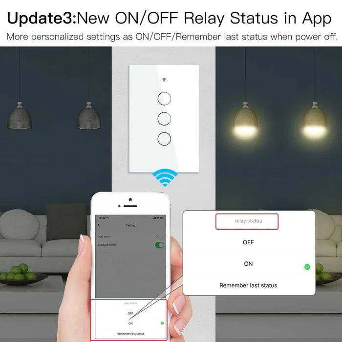Intrerupator WiFi+BLE TUYA pano sticla cu/fara nul cap scara