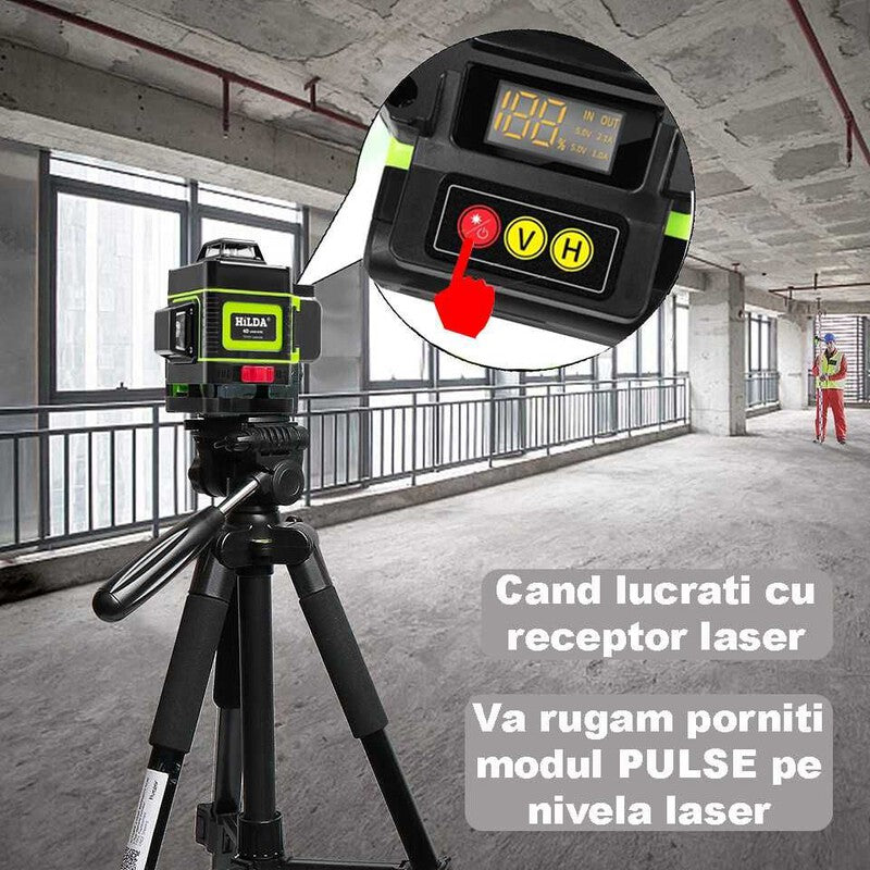 Nivela laser HILDA PULSE 4D 16 linii 2 baterii (funct. cu detector)