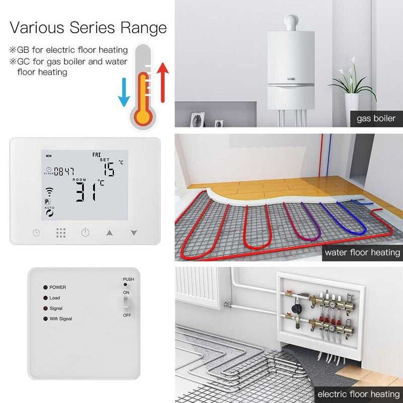 Termostat smart HYSEN HY09RF-WiFi-RF Tuya, incalzire gaz