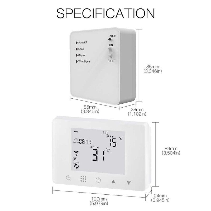 Termostat smart HYSEN HY09RF-WiFi-RF Tuya, incalzire gaz