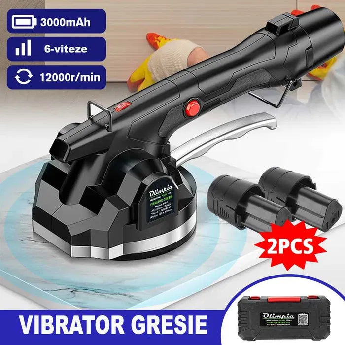 Vibrator profesional gresie OLIMPIA, 2×3Ah, 100 kg