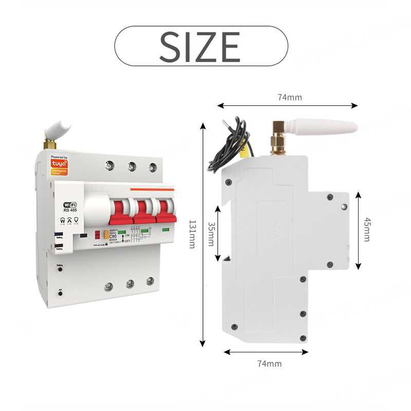 Disjunctor inteligent Wi-Fi 2P (230 V) Tuya, măsurare energie