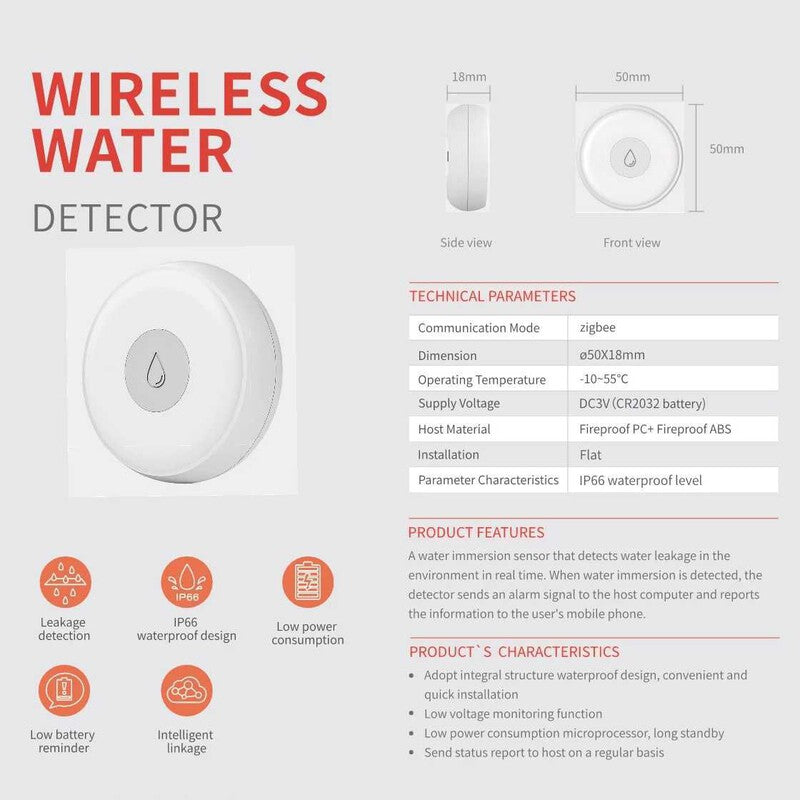 Senzor smart apa wifi simplu /cu sonerie, zigbee, TUYA